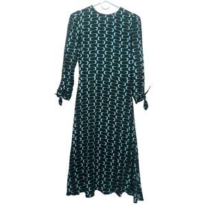 Reformation Port Retro Midi Dress XS 2 Green Preppy Y2K Psychedelic 70s Classic